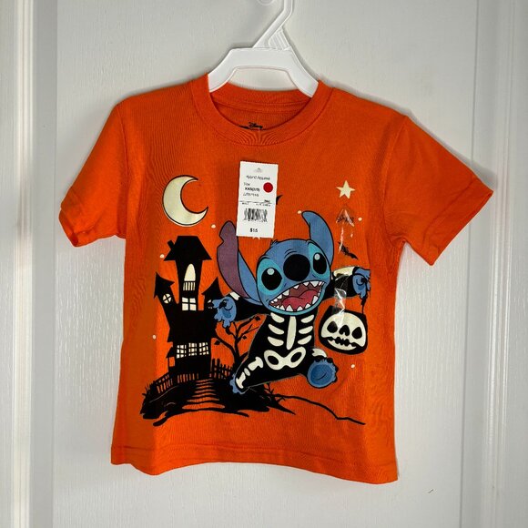 Disney Kids Stitch Crew Neck Short Sleeve Halloween Graphic T-Shirt NEW - Picture 1 of 4